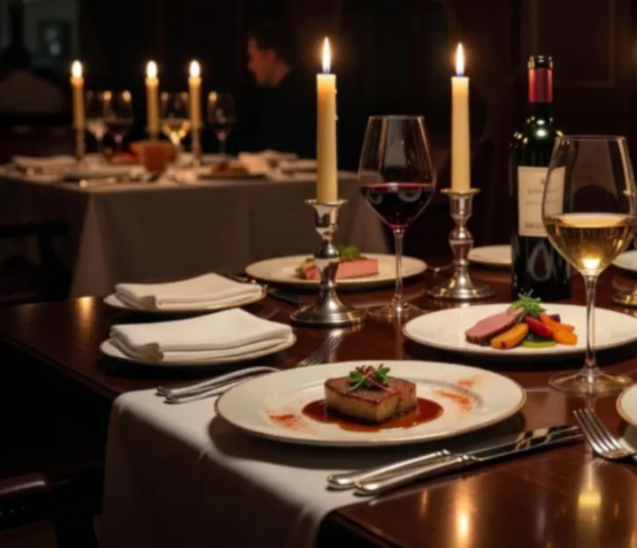 Fine dining fogások művészi tálalással sötét tányérokon