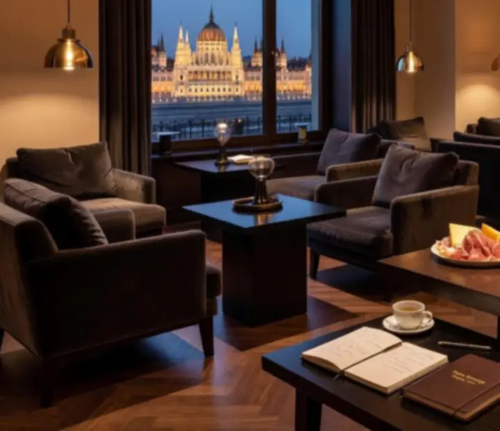 Privát lounge térben beszélgető kollégák csapatépítő esten